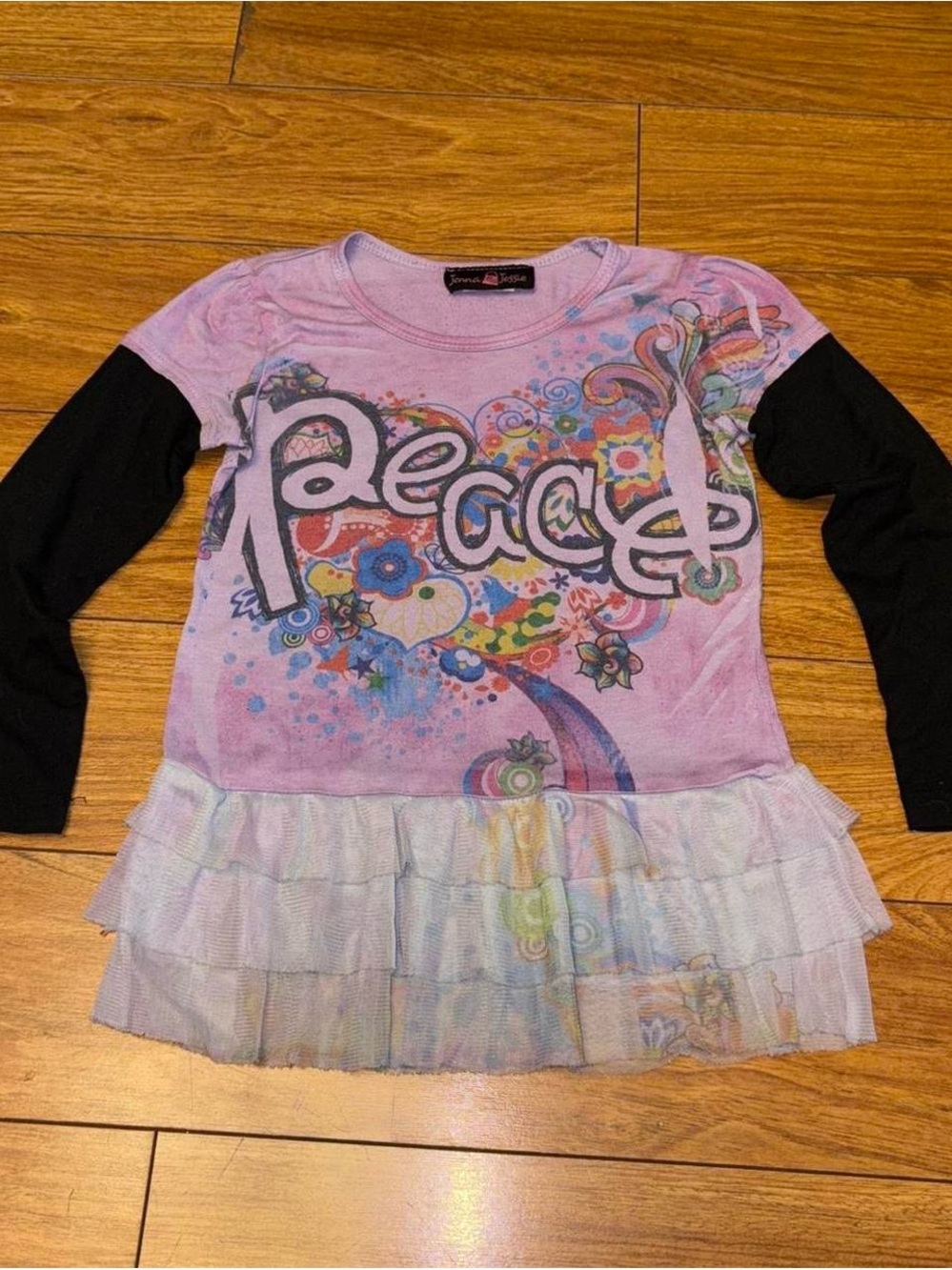 Y2K vintage peace babydoll boho top